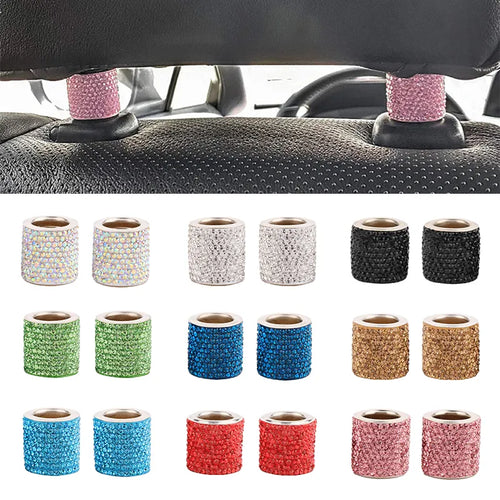 Car Headrest Collars Fashion Bling Car Interior Decoration Rings Chrome Rhinestone Vehicle Seat Accessories