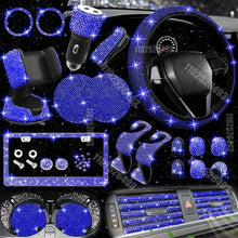 Load image into Gallery viewer, Car Accessories Set 27 pcs  Universal Fit Polyester Steering Cover Shiny License Frame Phone Holder Coasters &amp; accessories Color Options