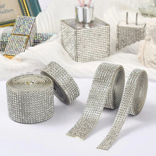 Load image into Gallery viewer, 1Yd Self-Adhesive Rhinestone Ribbon Strips (2-24 Rows) - Crystal Diamonds Bling Tape for Phone/Car/Craft Decor