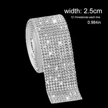Load image into Gallery viewer, 1Yd Self-Adhesive Rhinestone Ribbon Strips (2-24 Rows) - Crystal Diamonds Bling Tape for Phone/Car/Craft Decor
