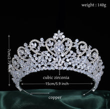 Load image into Gallery viewer, Luxury Tiara For Wedding Bride Headpiece Cubic Zirconia Princess Queen Bridal Tiaras Crowns For Women Pageant Prom Headdress