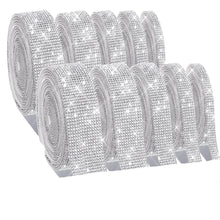 Load image into Gallery viewer, 1Yd Self-Adhesive Rhinestone Ribbon Strips (2-24 Rows) - Crystal Diamonds Bling Tape for Phone/Car/Craft Decor