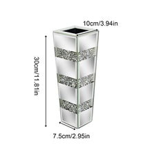 Load image into Gallery viewer, Modern Floor Flower Vase Decorative Crystal Silver Standing Mirrored Flower Vase Floral Arrangement Vase (2 sizes)