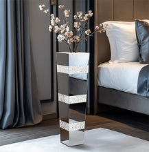 Load image into Gallery viewer, Modern Floor Flower Vase Decorative Crystal Silver Standing Mirrored Flower Vase Floral Arrangement Vase (2 sizes)