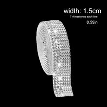 Load image into Gallery viewer, 1Yd Self-Adhesive Rhinestone Ribbon Strips (2-24 Rows) - Crystal Diamonds Bling Tape for Phone/Car/Craft Decor