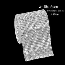 Load image into Gallery viewer, 1Yd Self-Adhesive Rhinestone Ribbon Strips (2-24 Rows) - Crystal Diamonds Bling Tape for Phone/Car/Craft Decor