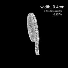 Load image into Gallery viewer, 1Yd Self-Adhesive Rhinestone Ribbon Strips (2-24 Rows) - Crystal Diamonds Bling Tape for Phone/Car/Craft Decor
