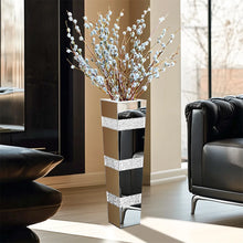 Load image into Gallery viewer, Modern Floor Flower Vase Decorative Crystal Silver Standing Mirrored Flower Vase Floral Arrangement Vase (2 sizes)