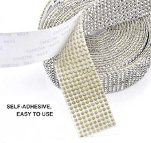 Load image into Gallery viewer, 1Yd Self-Adhesive Rhinestone Ribbon Strips (2-24 Rows) - Crystal Diamonds Bling Tape for Phone/Car/Craft Decor