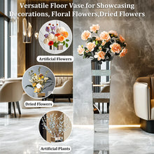 Load image into Gallery viewer, Modern Floor Flower Vase Decorative Crystal Silver Standing Mirrored Flower Vase Floral Arrangement Vase (2 sizes)