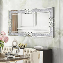 Load image into Gallery viewer, Luxury Mirror Crushed Diamond Wall Mirror Rectangular Glass Silver Vanity with Decorative Glam Bling Crystal Frame Edge size options