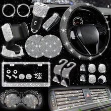 Load image into Gallery viewer, Car Accessories Set 27 pcs  Universal Fit Polyester Steering Cover Shiny License Frame Phone Holder Coasters &amp; accessories Color Options