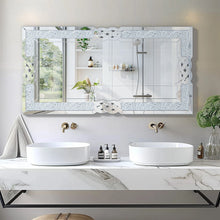 Load image into Gallery viewer, Luxury Mirror Crushed Diamond Wall Mirror Rectangular Glass Silver Vanity with Decorative Glam Bling Crystal Frame Edge size options