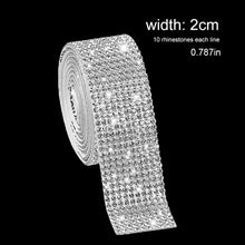 Load image into Gallery viewer, 1Yd Self-Adhesive Rhinestone Ribbon Strips (2-24 Rows) - Crystal Diamonds Bling Tape for Phone/Car/Craft Decor