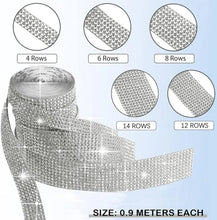 Load image into Gallery viewer, 1Yd Self-Adhesive Rhinestone Ribbon Strips (2-24 Rows) - Crystal Diamonds Bling Tape for Phone/Car/Craft Decor