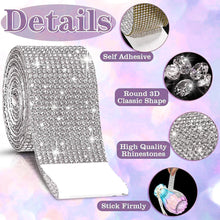 Load image into Gallery viewer, 1Yd Self-Adhesive Rhinestone Ribbon Strips (2-24 Rows) - Crystal Diamonds Bling Tape for Phone/Car/Craft Decor