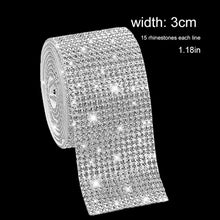 Load image into Gallery viewer, 1Yd Self-Adhesive Rhinestone Ribbon Strips (2-24 Rows) - Crystal Diamonds Bling Tape for Phone/Car/Craft Decor