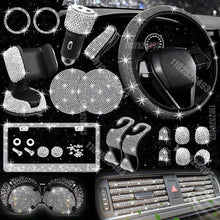 Load image into Gallery viewer, Car Accessories Set 27 pcs  Universal Fit Polyester Steering Cover Shiny License Frame Phone Holder Coasters &amp; accessories Color Options