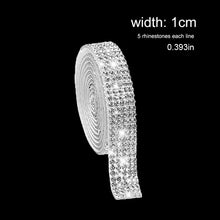 Load image into Gallery viewer, 1Yd Self-Adhesive Rhinestone Ribbon Strips (2-24 Rows) - Crystal Diamonds Bling Tape for Phone/Car/Craft Decor