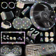Load image into Gallery viewer, Car Accessories Set 27 pcs  Universal Fit Polyester Steering Cover Shiny License Frame Phone Holder Coasters &amp; accessories Color Options