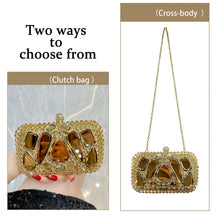 Load image into Gallery viewer, Glass Rhinestone Clutch  Purse for Women, Exquisite French Rhinestone and Glass Luxury Lightweight Chain Bag COLOR OPTIONS