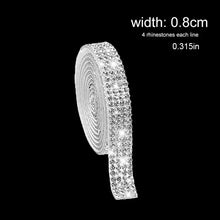 Load image into Gallery viewer, 1Yd Self-Adhesive Rhinestone Ribbon Strips (2-24 Rows) - Crystal Diamonds Bling Tape for Phone/Car/Craft Decor