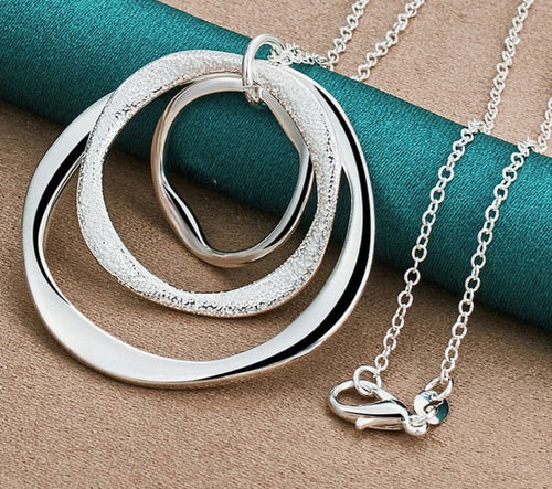 Women's 925 Silver chain Pendant necklace 3 circles