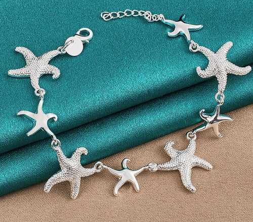 Starfish Bracelet 8 inch 925 Sterling silver charm bracelet