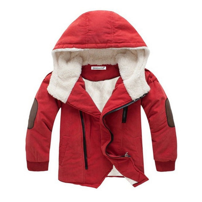 Children's Boy's Winter Jacket fur lined Red