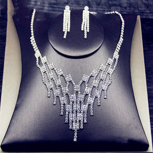 Women's Jewelry Sets Rhinestone Tassel Designs Necklace -Earrings Long Bling Crystal Rhinestones Tassel For Formals Party and Weddings