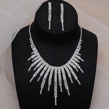 Load image into Gallery viewer, Women&#39;s Jewelry Sets Rhinestone Tassel Designs Necklace -Earrings Long Bling Crystal Rhinestones Tassel For Formals Party and Weddings