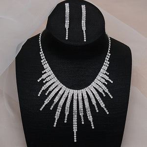 Women's Jewelry Sets Rhinestone Tassel Designs Necklace -Earrings Long Bling Crystal Rhinestones Tassel For Formals Party and Weddings