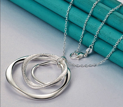 Women's 925 Silver chain Pendant necklace 3 circles