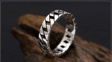 Load image into Gallery viewer, mens engagement or fashion ring is a hollow bank like basket weave smooth design size options silver 925 high quality fine jewelry