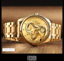 Load image into Gallery viewer, Men&#39;s Dragon Watch Luxury Quartz Watch Waterproof Wristwatch Gold/Silver Band with Face Color Options