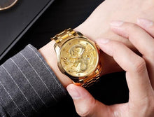 Load image into Gallery viewer, Men&#39;s Dragon Watch Luxury Quartz Watch Waterproof Wristwatch Gold/Silver Band with Face Color Options