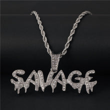 Load image into Gallery viewer, Bling Hip Hop Pendant Necklace SAVAGE Shiny Ice Out Gold/Silver Chain 