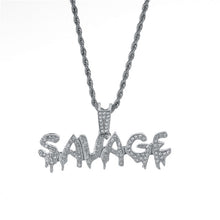 Load image into Gallery viewer, Bling Hip Hop Pendant Necklace SAVAGE Shiny Ice Out Gold/Silver Chain 