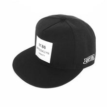 Load image into Gallery viewer, Men&#39;s Hip Hop Hat BROOKLYN Leather label N86 Letters cotton adjustable snapback Black/White