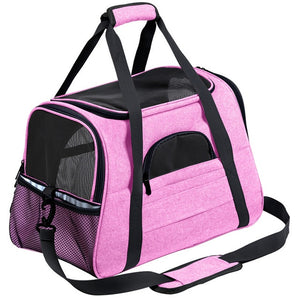 Pet Carrier Dog/Cat Carrier Transport Crate Bag Breathable with Handle and Shoulder strap Airline Approved MED/LARGE Color Options pink