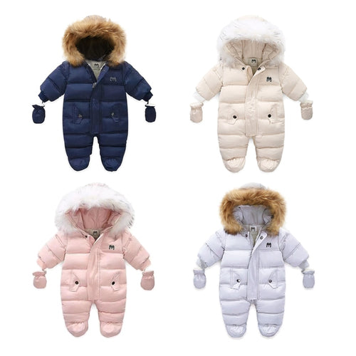 Toddler Winter Snow suit Hooded w/attached Gloves Warm Down Fleece Boy/Girl  3M-24M  Outerwear Coats Color Options