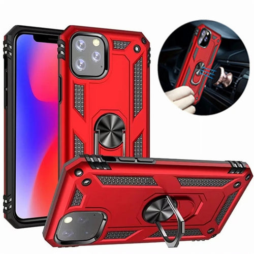 iPhone Case Rugged Luxury Hybrid Armor cover with Rotating Magnetic Ring red