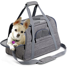 Load image into Gallery viewer, Pet Carrier Dog/Cat Carrier Transport Crate Bag Breathable with Handle and Shoulder strap Airline Approved MED/LARGE Color Options gray