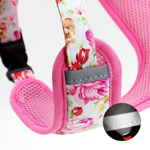 Dog Harness and Leash Set Nylon Breathable Padded Print COLOR OPTIONS Small-Medium- Large-XL