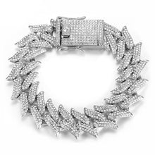 Load image into Gallery viewer, Men&#39;s Bracelet Hip Hop Jewelry 19MM Bling AAA Zircon Rhinestones Iced Out silver