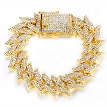 Load image into Gallery viewer, Men&#39;s Bracelet Hip Hop Jewelry 19MM Bling AAA Zircon Rhinestones Iced Out gold