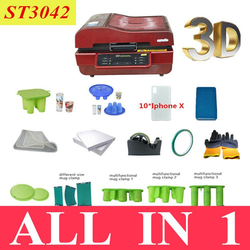 Heat Press Machine Vacuum 3D PACKAGE Accessories New Easy Sublimation for Cases Mugs Plates Glasses