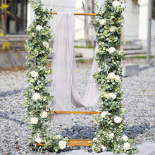 Load image into Gallery viewer, Silk Flower Garland 6ft Artificial Eucalyptus Rose Hanging Vertical Garden White or Champagne