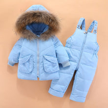 Load image into Gallery viewer, Toddler&#39;s Winter Snow Suit Set Coat and overall Pants