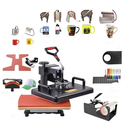 Heat Press Machine 15 In 1 Combo Multi functional Sublimation machine inlet/ Dye transfer Sublimation Heat Press Heat Transfer For t shirts, Mugs/Caps & hats/footballs/bottles/pens/shoes, plates & more